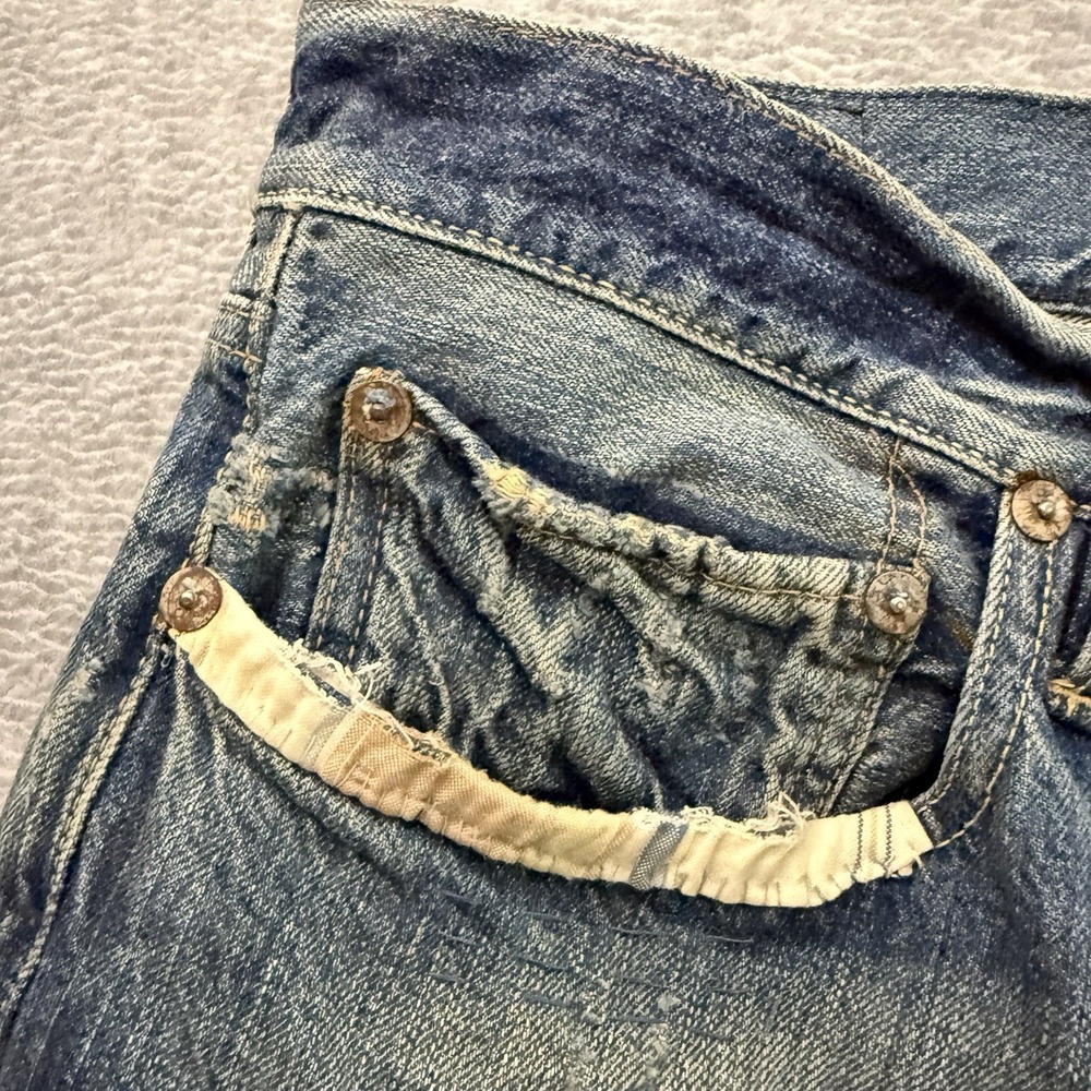 Polo Ralph Lauren Jeans Mens 32x32 Slim Distressed Patched Repaired Restored - Picture 4 of 12
